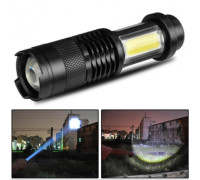 Ліхтарик металевий X-BALOG BL-525 COB зарядка USB, фокусування, бічне світло, кліпса